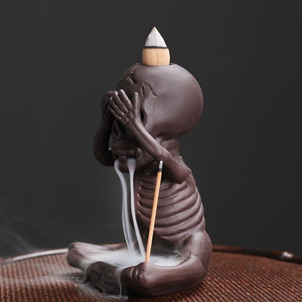 Halloween Skeleton Ceramic Backflow Incense Burner Holder