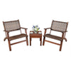 3 Piece Wooden Rattan Outdoor Patio Furniture Chair Table Bistro Set