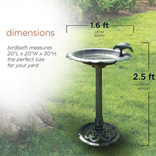 Outdoor Polypropylene Weather Resistant Bird Bath in Dark Green Finish