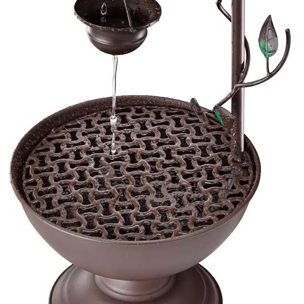 Outdoor Indoor 6-Tier Hanging Cups Water Fountain in Bronze Finish