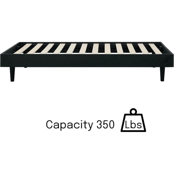 Twin size Mid-Century Modern Platform Bed Frame in Black Wood Finish