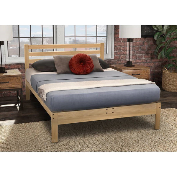 Twin size Solid Wood Platform Bed Frame with Slatted Headboard - Made in USA
