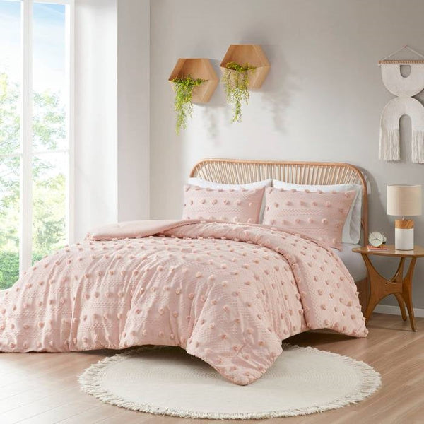 Twin/Twin XL 2-Piece Pink Pompom Hypoallergenic Microfiber Comforter Set