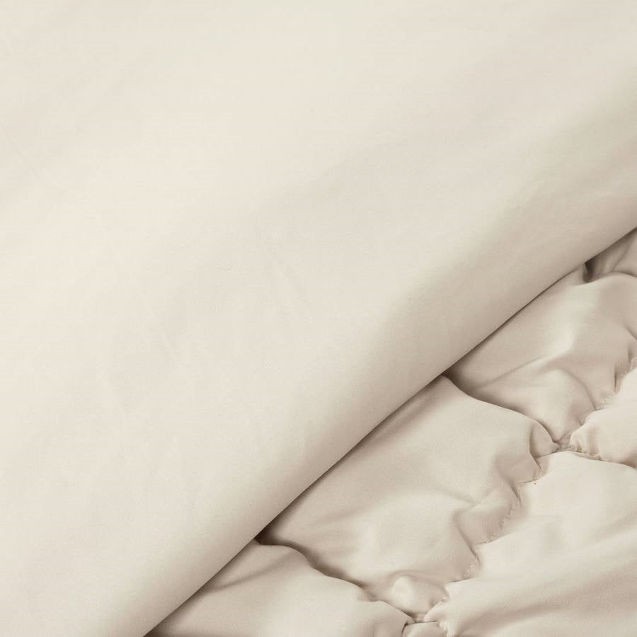 Full/Queen Soft Lightweight Puff Textured 2-Piece Comforter Set in Neutral Tan