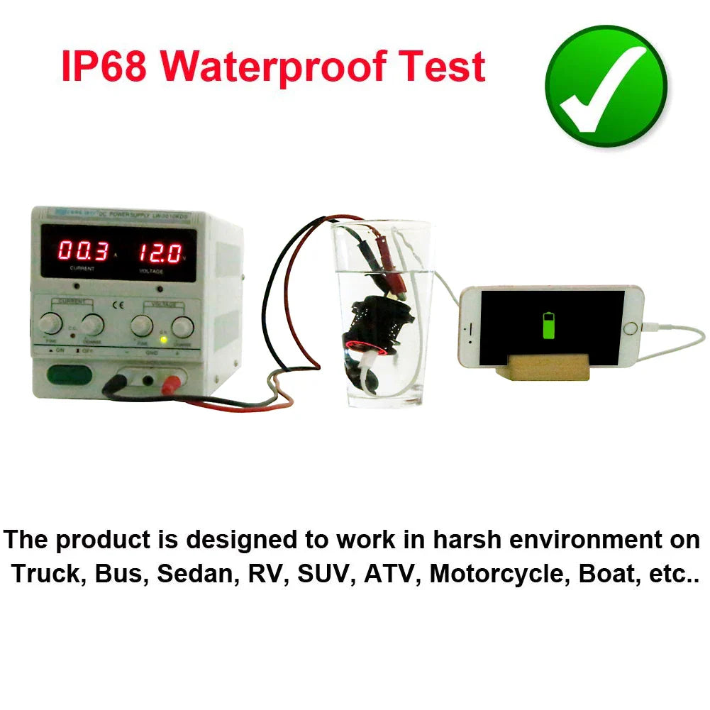 Car Charger USB Vehicle DC12V-24V Waterproof Dual USB Charger 2 Port Power Socket 5V 2.1A/1A car-charger