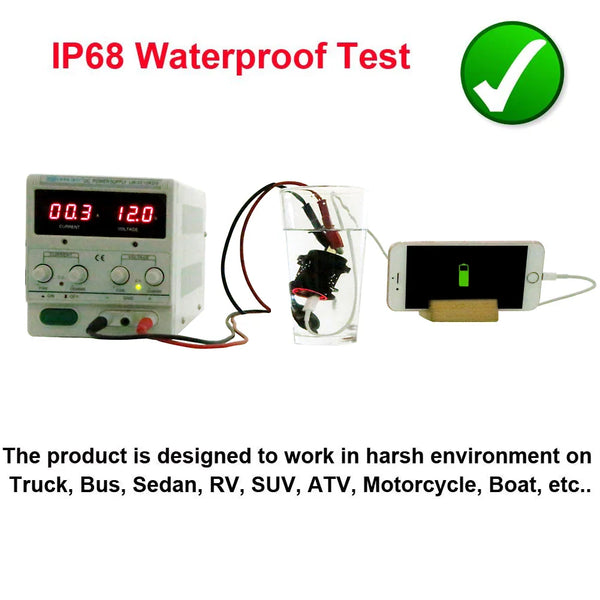 Car Charger USB Vehicle DC12V-24V Waterproof Dual USB Charger 2 Port Power Socket 5V 2.1A/1A car-charger