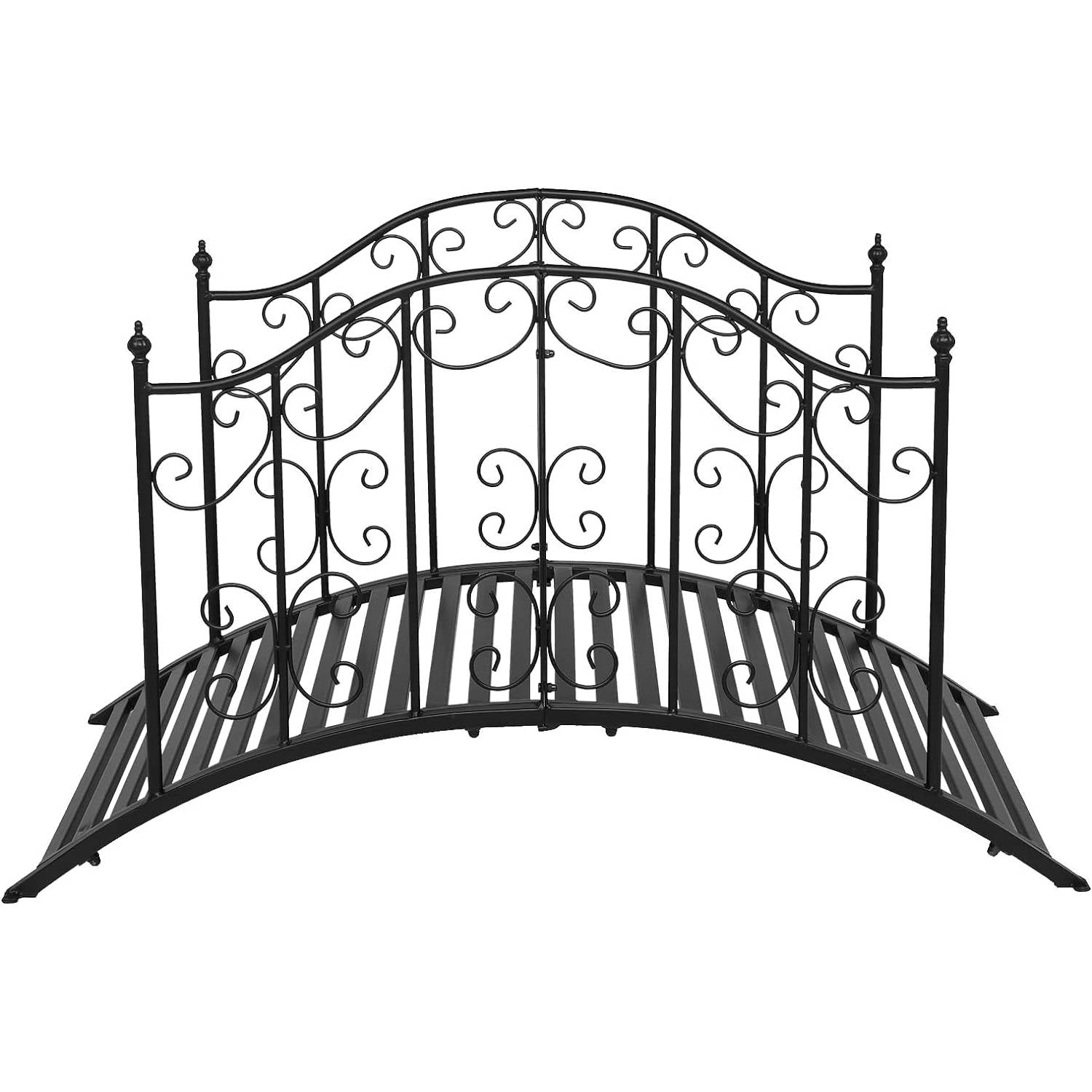 Sturdy Outdoor Rust-Proof 4-Foot Black Metal Arch Garden Bridge