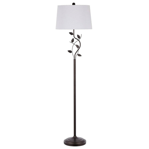 Vine Leaves Floor Lamp in Bronze Finish with White Shade