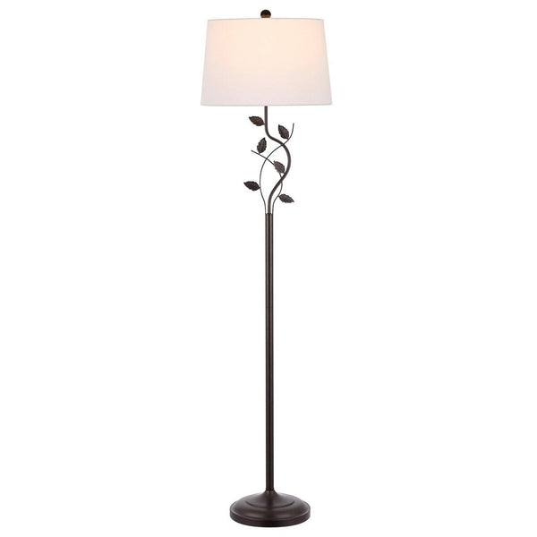 Vine Leaves Floor Lamp in Bronze Finish with White Shade