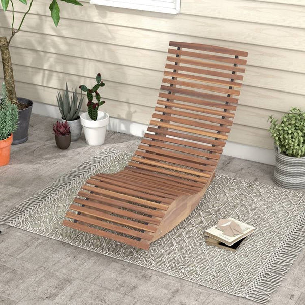 Outdoor Ergonomic Patio Wooden Rocking Chair Lounger - 360 lbs Max Weight