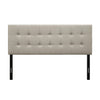 Twin Button-Tufted Headboard in Light Grey Taupe Beige Upholstered Fabric