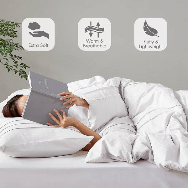 Twin/Twin XL Microfiber Pleated Soft Washed Comforter Set White