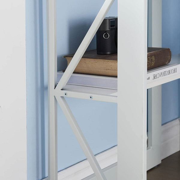 Corner Computer Desk with Keyboard Tray Storage Shelves in White