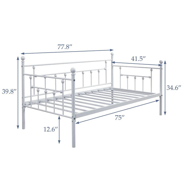 Twin size Farmhouse Daybed Frame in White Metal Finish