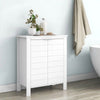 Bathroom Linen Cabinet with Storage Shelf in White Wood Finish