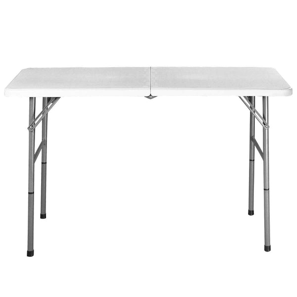 White HDPE Plastic Heavy Duty Indoor Outdoor Folding Table with Steel Frame
