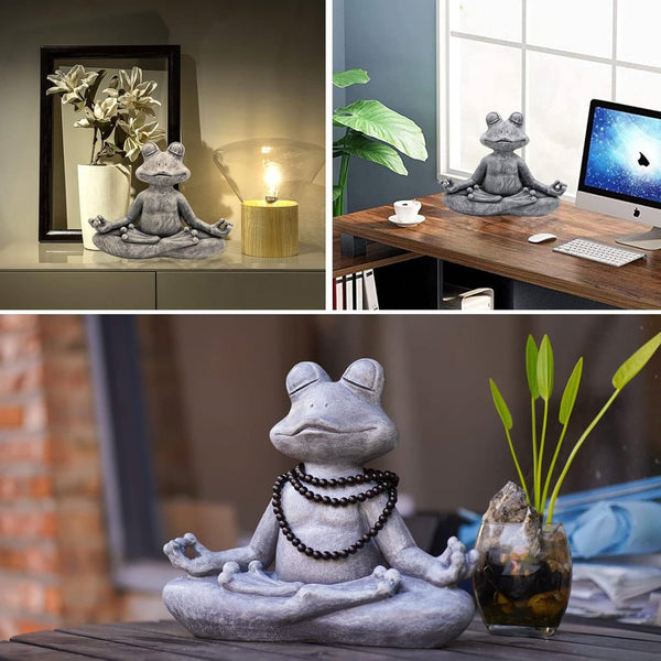 Zen Garden Meditating Yoga Frog Statue