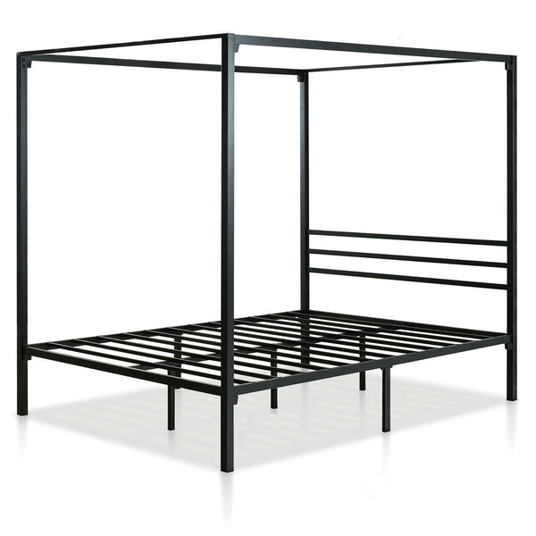 Queen size Modern Black Metal Canopy Bed Frame