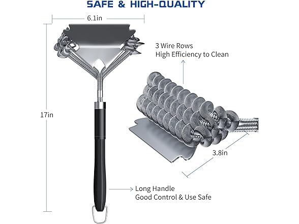 Grill Brush and Scraper Bristle Free, Grill Brush for Outdoor Grill, 17