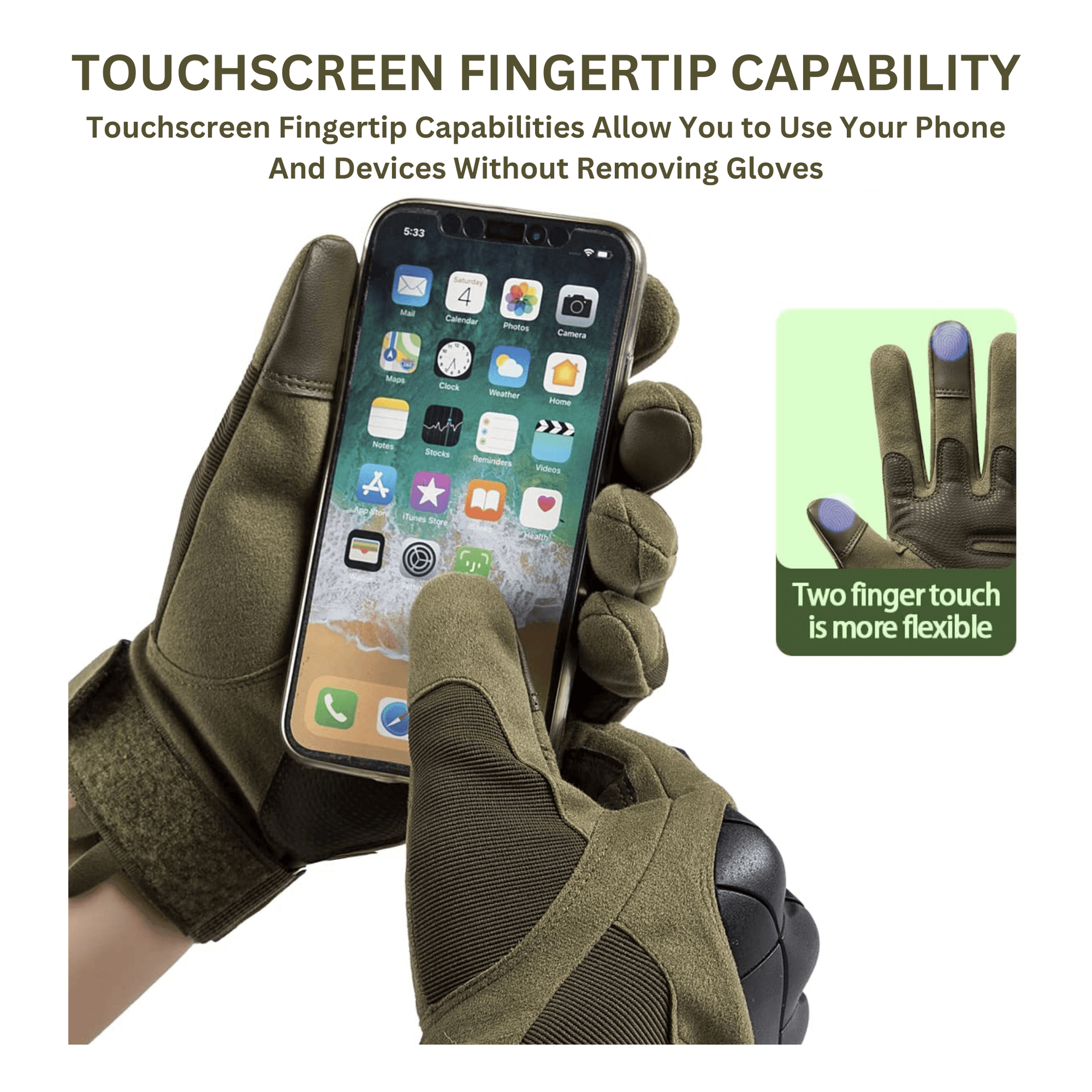 JupiterGear Tactical Military Airsoft Gloves for Outdoor Sports, Paintball, and Motorcycling with Touchscreen Fingertip Capability