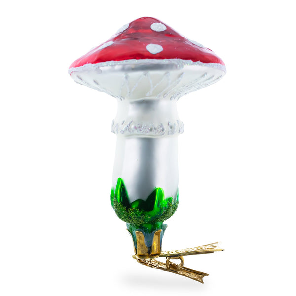 Mushroom Clip on Glass Ornaments