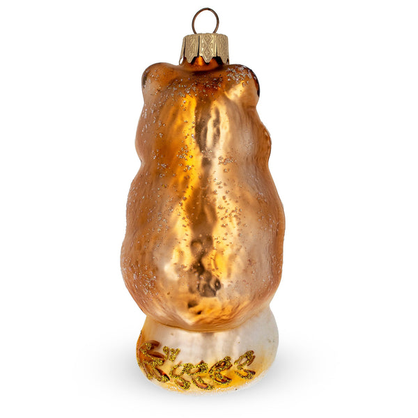 Hamster with Wheat Glass Christmas Ornament