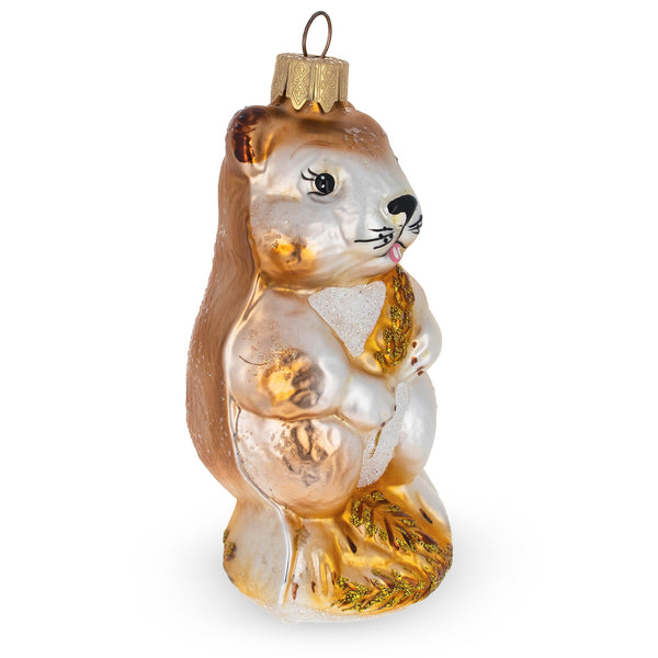 Hamster with Wheat Glass Christmas Ornament