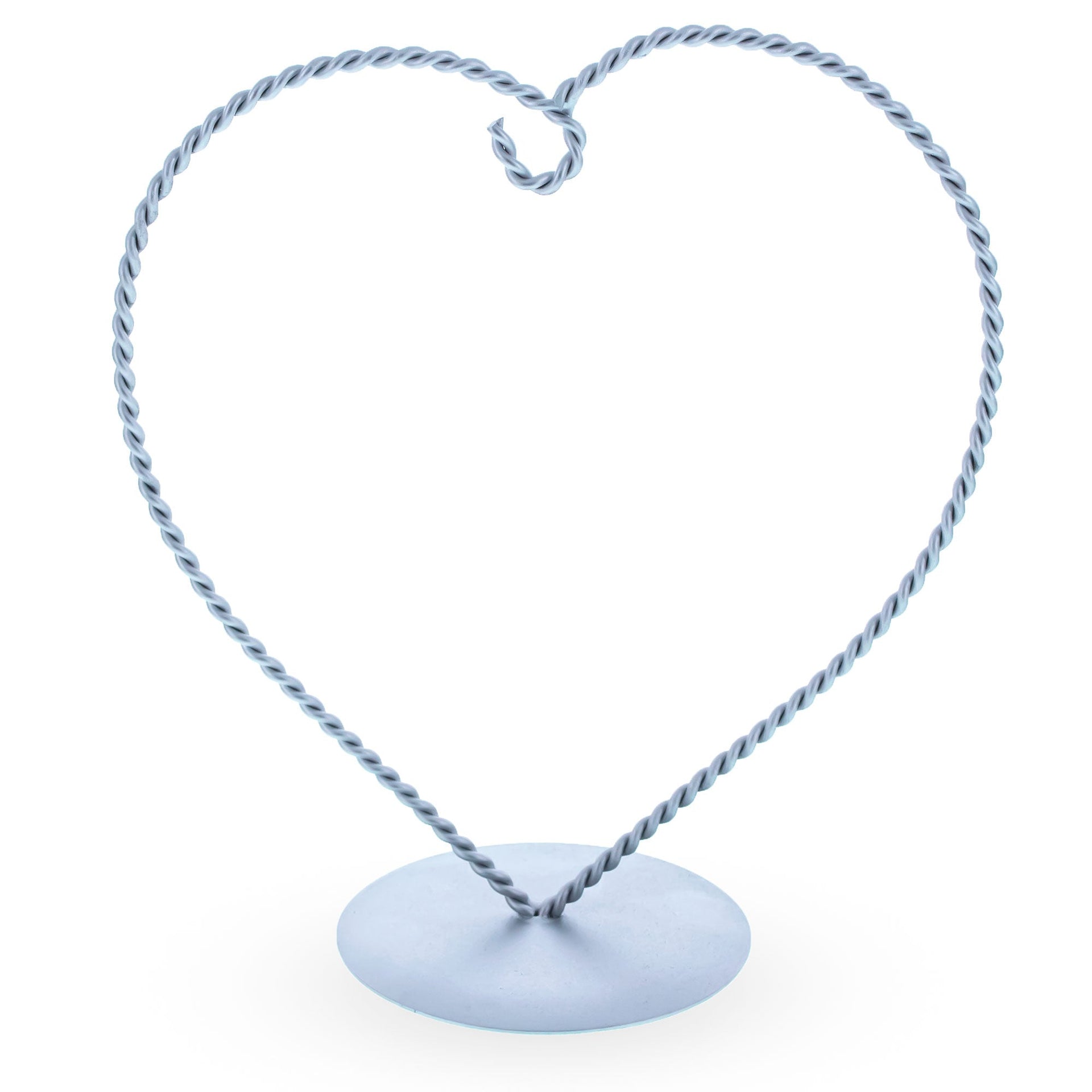 Heart-Shaped Twisted Silver Metal Ornament Display Stand 6.2 Inches (Poland)