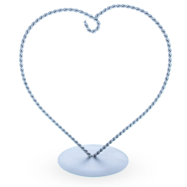 Heart-Shaped Twisted Silver Metal Ornament Display Stand 6.2 Inches (Poland)