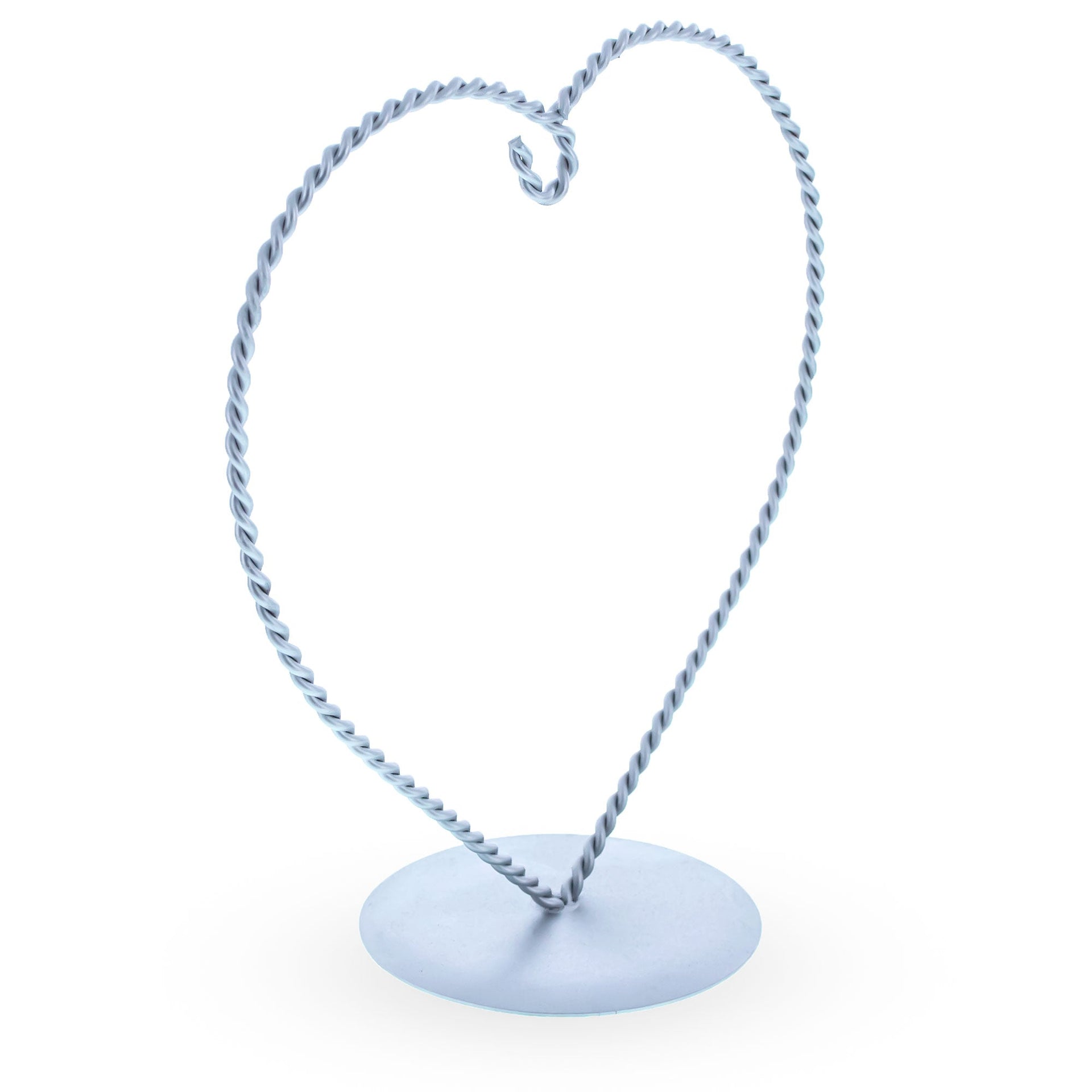 Heart-Shaped Twisted Silver Metal Ornament Display Stand 6.2 Inches (Poland)