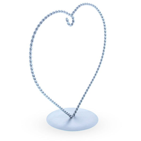 Heart-Shaped Twisted Silver Metal Ornament Display Stand 6.2 Inches (Poland)