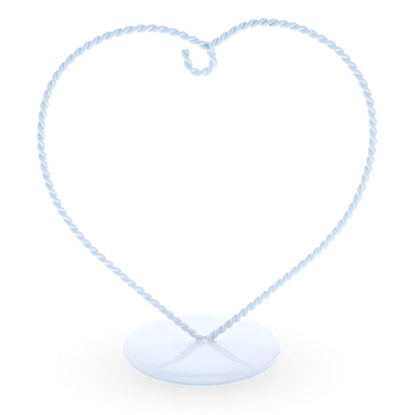 Heart-Shaped Twisted White Painted Metal Ornament Display Stand 6.2 Inches (Poland)