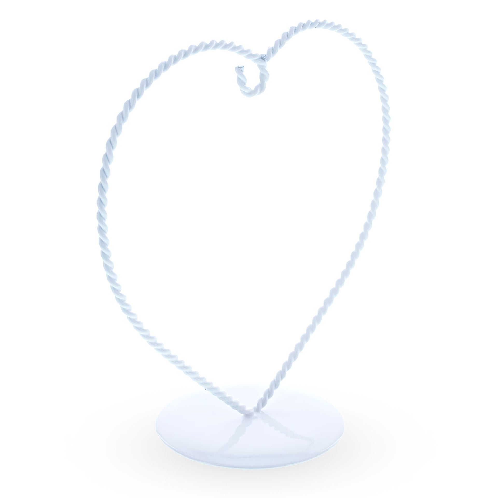 Heart-Shaped Twisted White Painted Metal Ornament Display Stand 6.2 Inches (Poland)