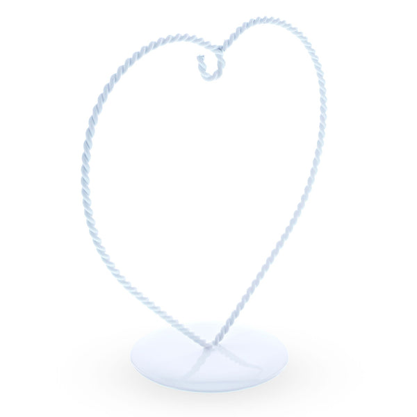 Heart-Shaped Twisted White Painted Metal Ornament Display Stand 6.2 Inches (Poland)