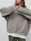 Autumn and winter new solid color round neck loose pullover sweatshirt long sleeved fleece sweater for women