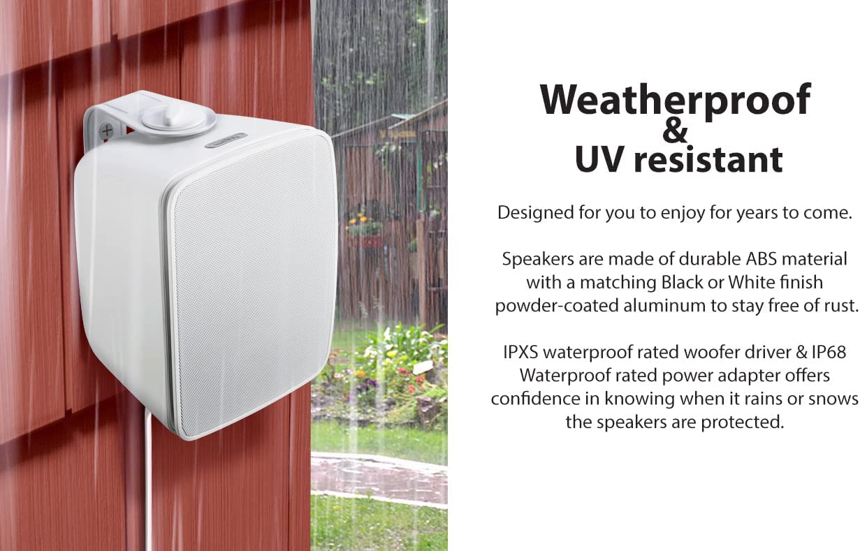 SoundPro Dual Bluetooth Weatherproof Indoor & Outdoor Wall-Mount Loudspeakers