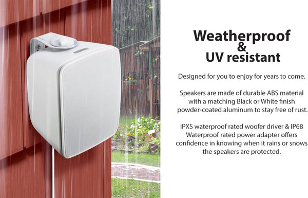 SoundPro Dual Bluetooth Weatherproof Indoor & Outdoor Wall-Mount Loudspeakers