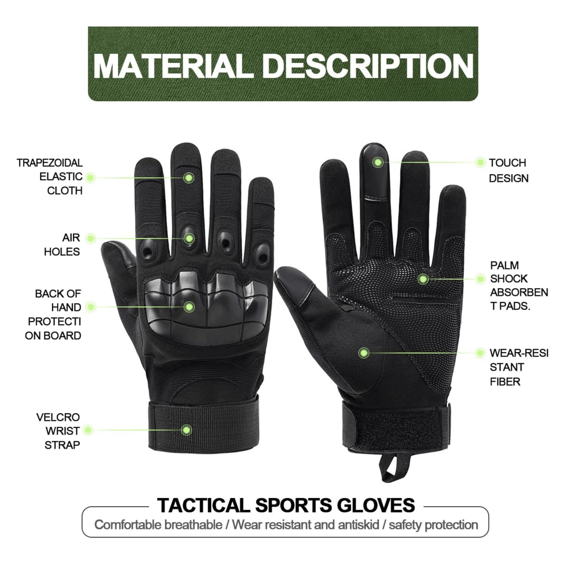 JupiterGear Tactical Military Airsoft Gloves for Outdoor Sports, Paintball, and Motorcycling with Touchscreen Fingertip Capability
