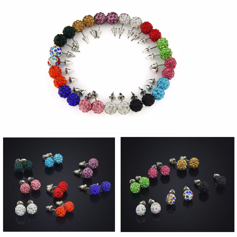 14 Pairs Inspired Swarovski Crystal Ball Earrings Set