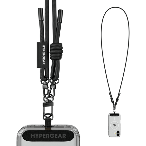 HyperGear TECHcessories Black Braided Rope Universal Crossbody Phone Strap