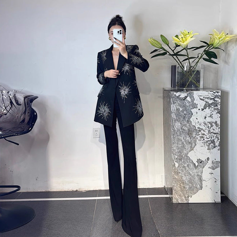 Black high-end suit jacket for women loose fitting suit for women