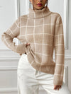 Bottom layer shirt contrasting plaid high neck sweater top