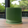 Mid-Century Ribbed Planter with Drainage and Saucer in Multiple Colors, 3D Printed Planter with Unique Modern Design, Lightweight, Wave