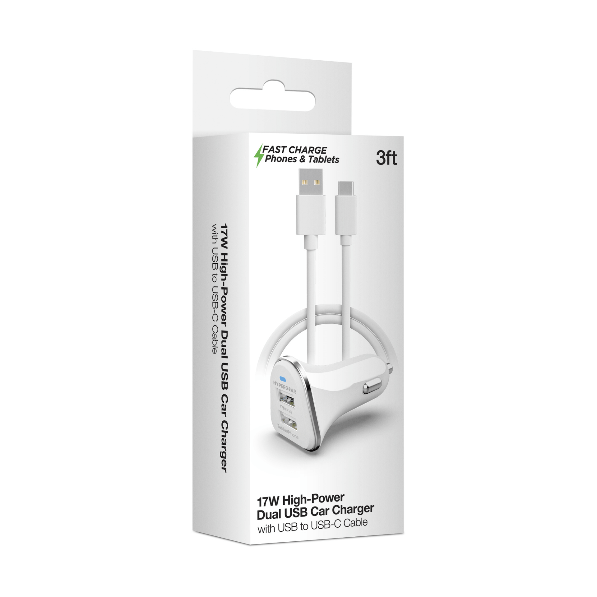 HyperGear Hi-Power Dual USB 3.4A Car Charger for iPhone 15 Androids Tablets Earbuds and Cameras