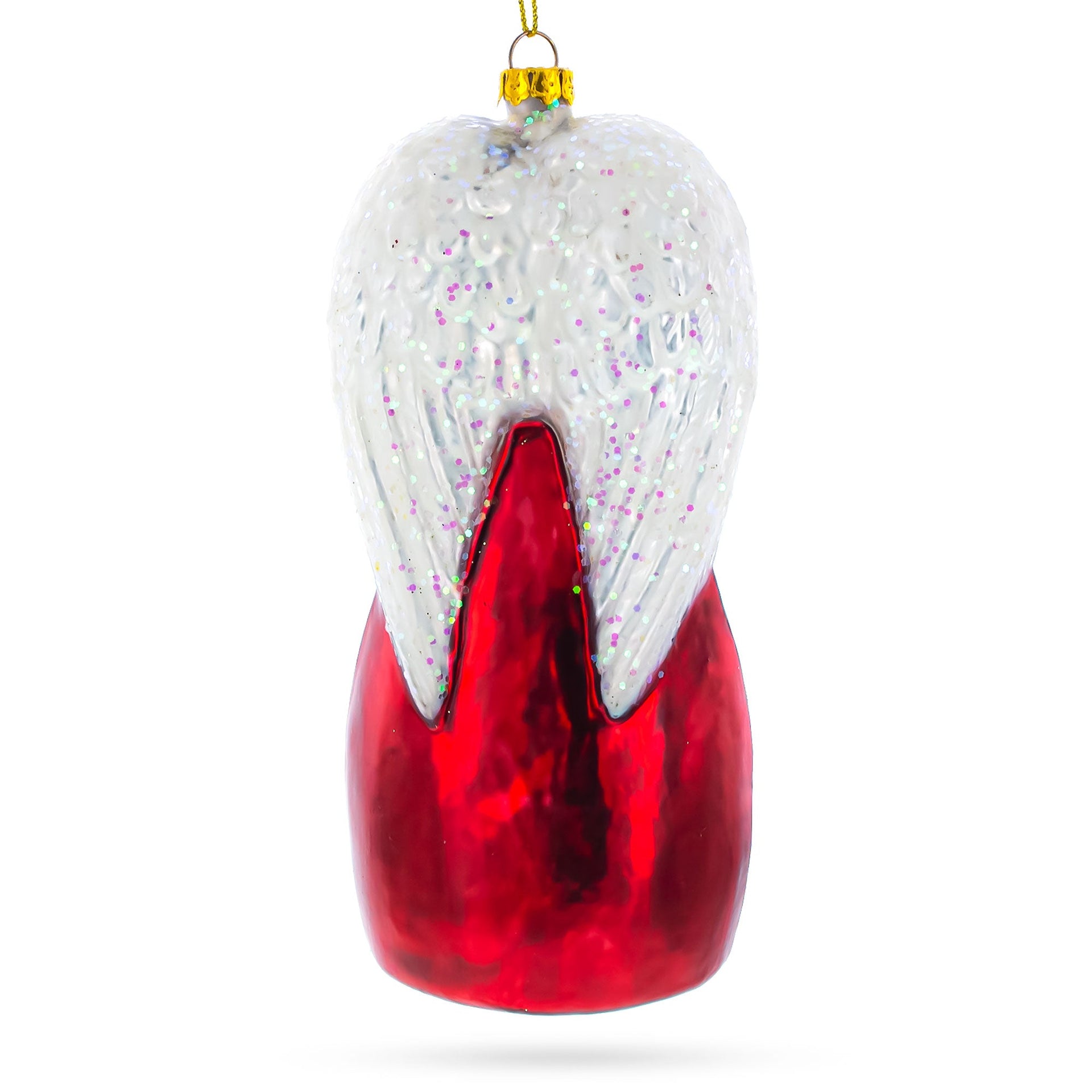 Guardian Angel over Nativity Glass Christmas Ornament
