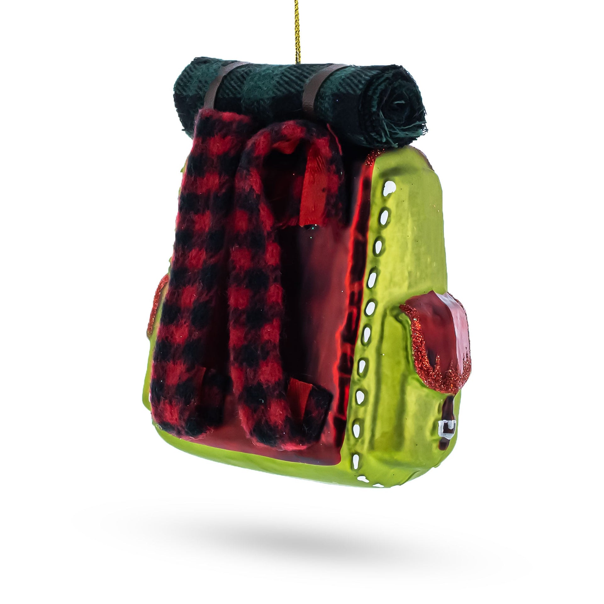 Hiking Backpack Glass Christmas Ornament