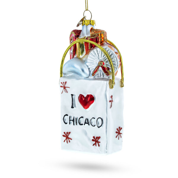 I Love Chicago Glass Christmas Ornament