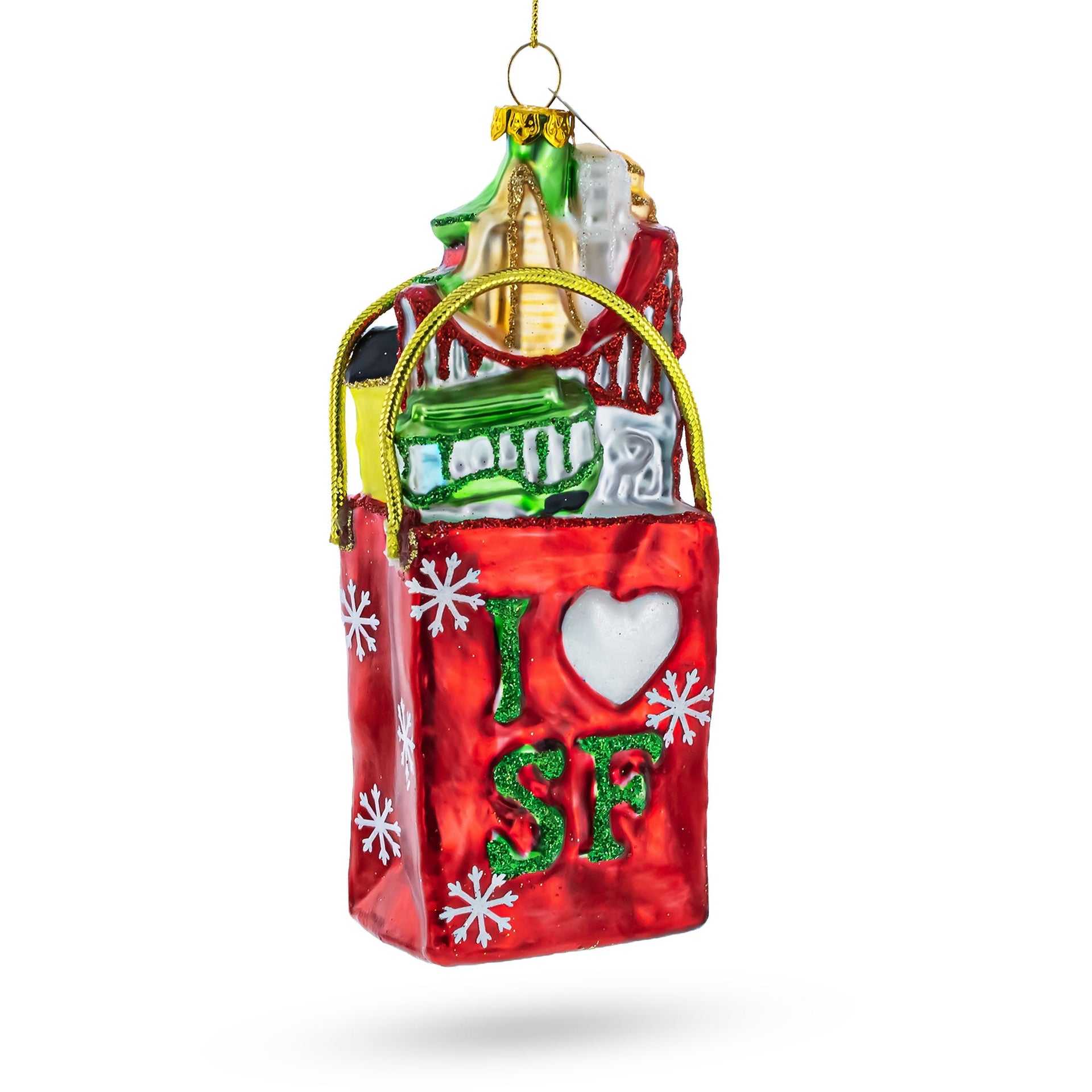 I Love San Francisco Glass Christmas Ornament