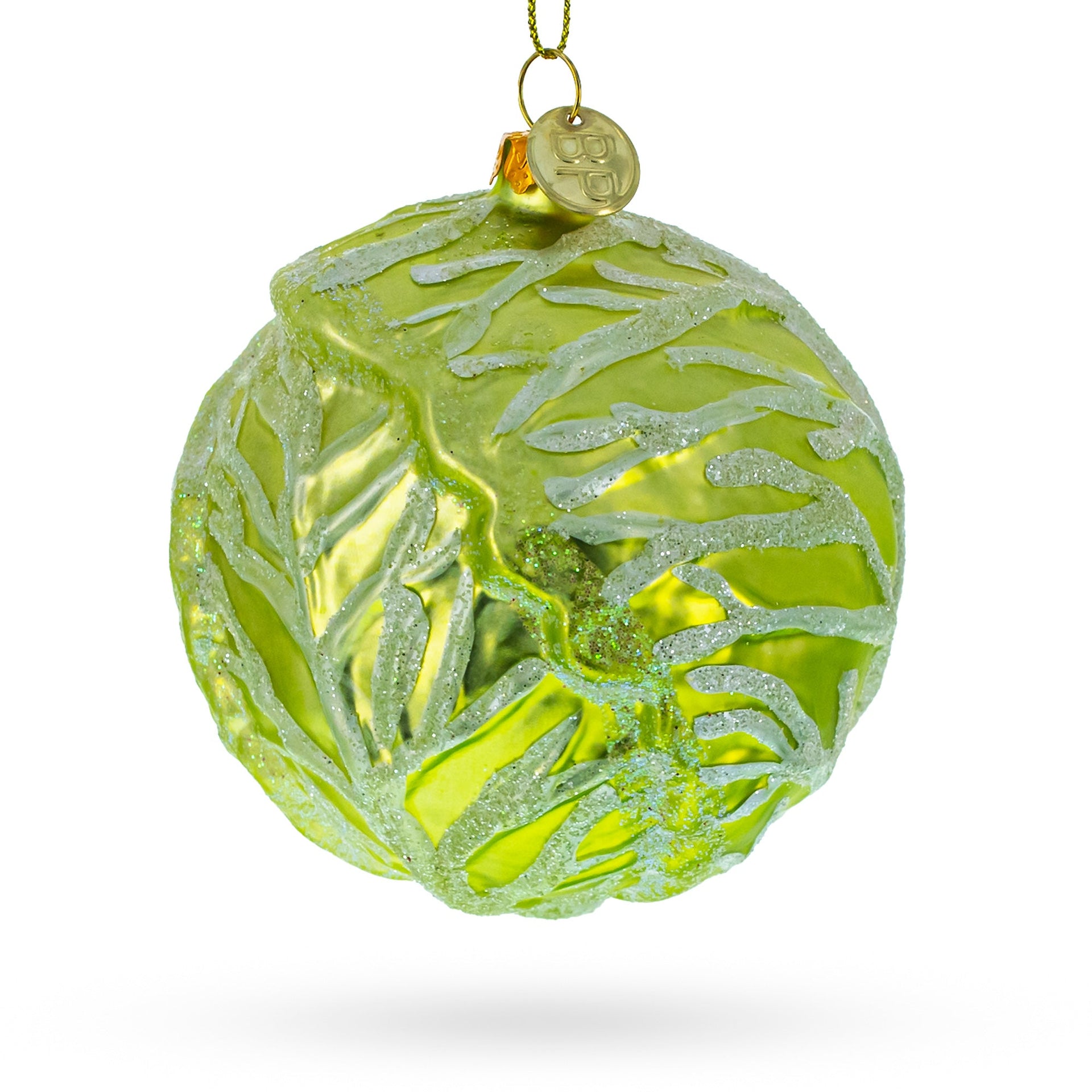 Handcrafted Green Cabbage Glass Christmas Ornament