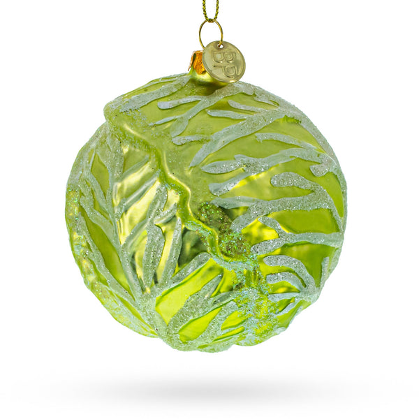 Handcrafted Green Cabbage Glass Christmas Ornament